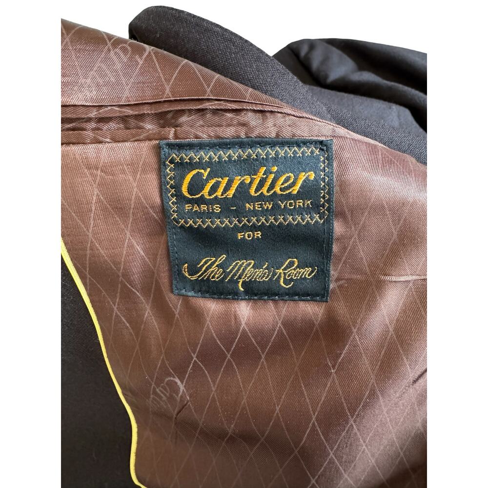 VTG Cartier Men Blazer 42R Chocolate Brown Wool Tailored Sport Coat Quiet Luxury